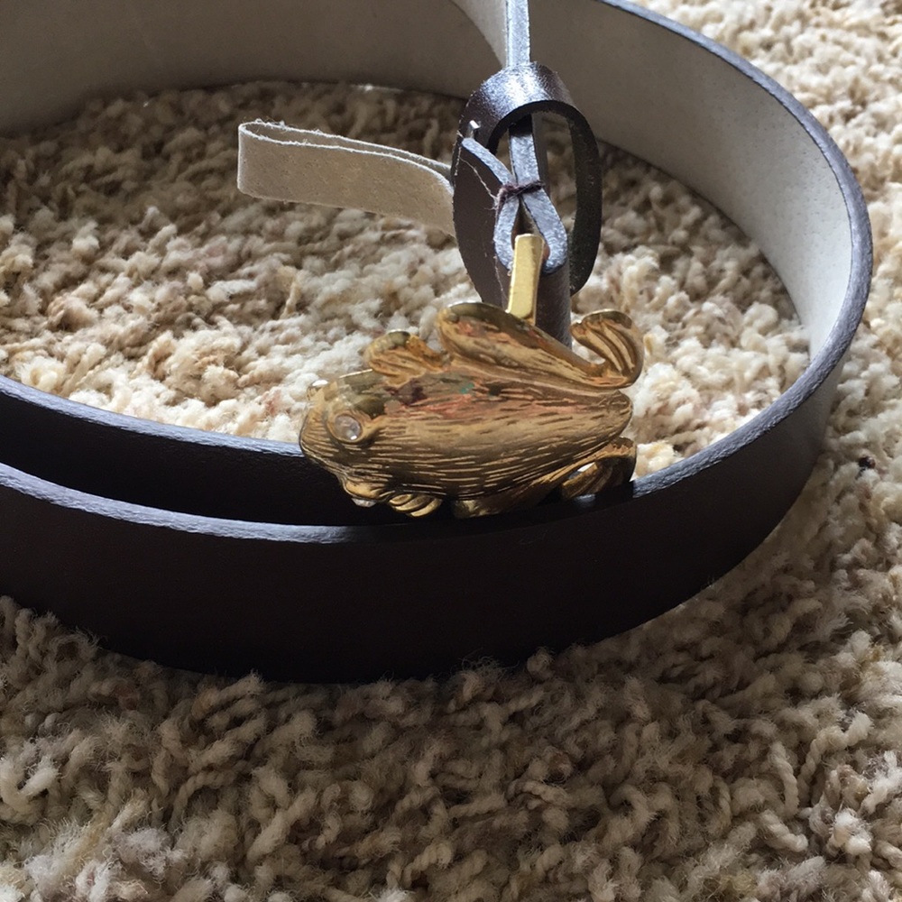 Leather brown belt with frog Clío sz M